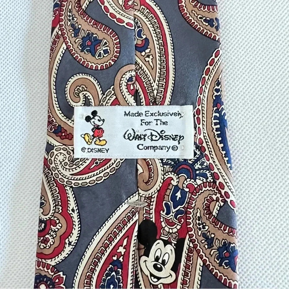 Vintage Tie Mickey Mouse Paisley Print Gray W 3.5 "X L 58.5" All Silk - Picture 5 of 6